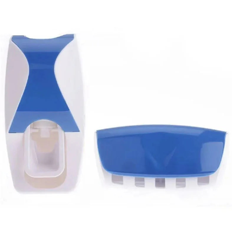 Wall-Mounted Toothbrush & Toothpaste Holder Set With Automatic Dispenser And Cup