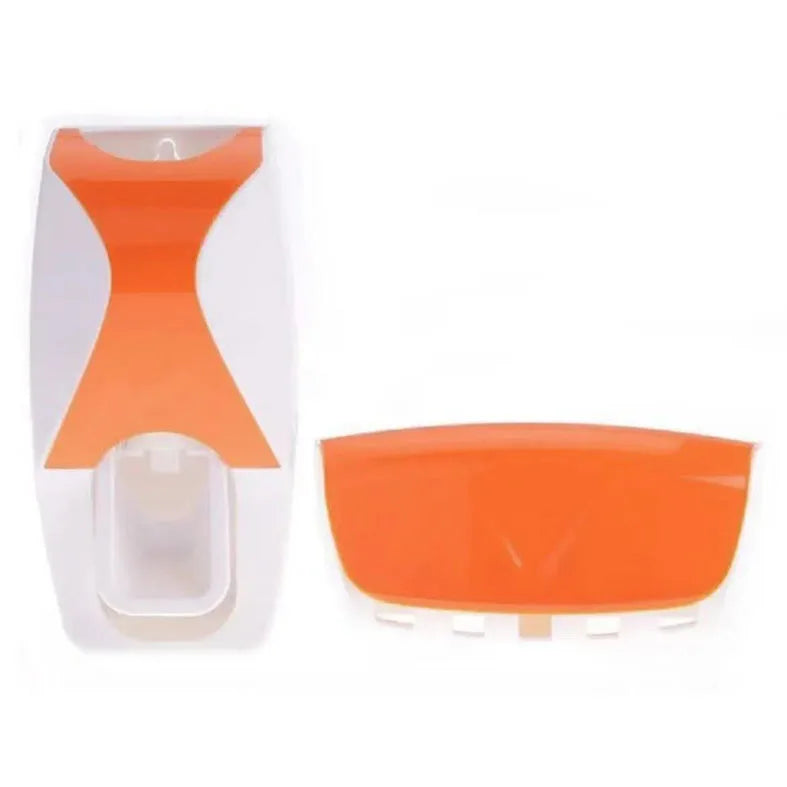 Wall-Mounted Toothbrush & Toothpaste Holder Set With Automatic Dispenser And Cup