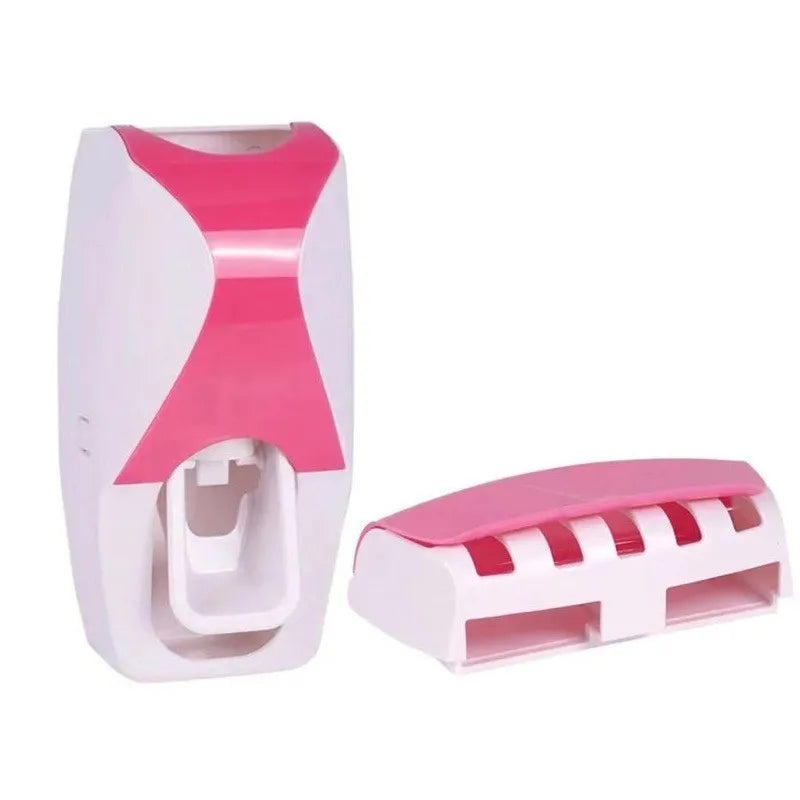 Wall-Mounted Toothbrush & Toothpaste Holder Set With Automatic Dispenser And Cup