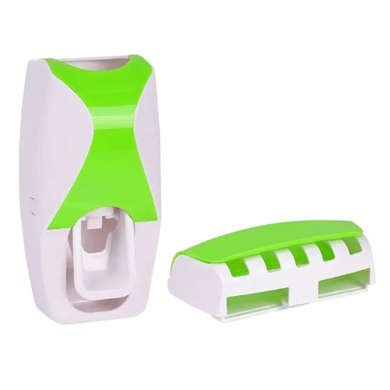 Wall-Mounted Toothbrush & Toothpaste Holder Set With Automatic Dispenser And Cup